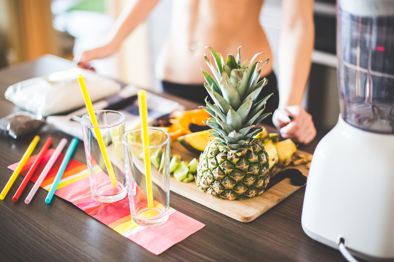 Preparing healthy fruit milkshake